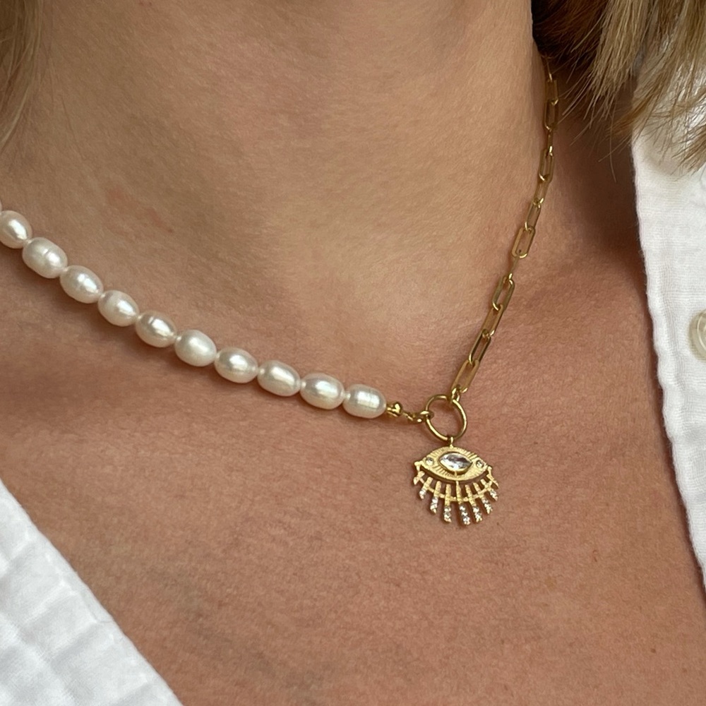 Fashion necklace,pearl link chain necklace